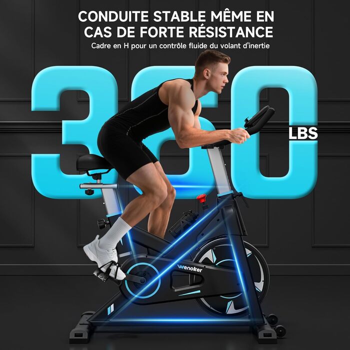 Велотренажер Wenoker з LCD-дисплеєм, магнітний, регульований, до 160 кг