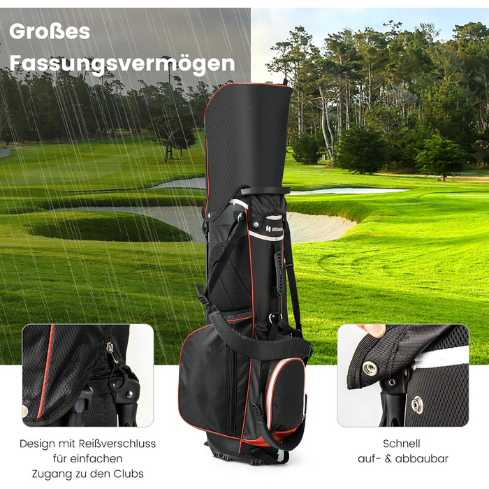 Сумка для гольфу COSTWAY, 6/8/14 відділень, сумка-стійка, сумка для гольф-тролея, легка переносна сумка для чоловіків та жінок (червона)
