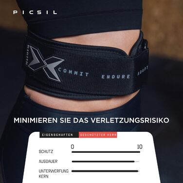 Підтягуючий пояс для важкої атлетики PICSIL, підтримка попереку, для ривку та поштовху, схвалений для змагань, з пряжкою, чорний