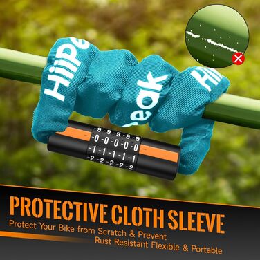 Надійне велозамок HiiPeak з 5-значним кодом, 94 см, 7 мм, для велосипеда, мотоцикла, грилю (блакитний)