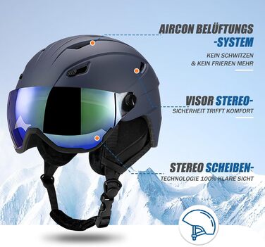 Шолом для лижного спорту та сноуборду Skihel Kit з маскою, білий (темно-синій, L), UV400, PC-шкірка, регульований, унісекс