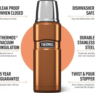 Термос-пляшка Thermos SK2000 470 мл з нержавіючої сталі, мідно-коричневий