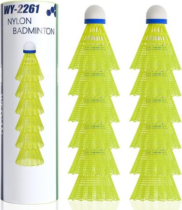 Флінтронік Бадмінтонні м'ячі, нейлонові, 12 шт. - для тренувань та гри в приміщенні та на вулиці