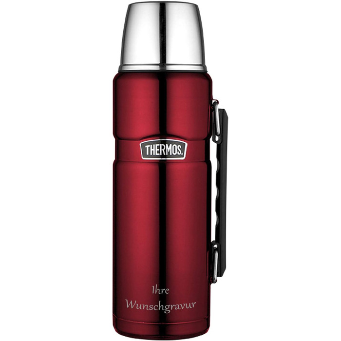 Термос ізольований Thermos King 1,2 л червоний з гравіюванням на замовлення