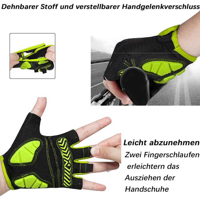 Велосипедні рукавички MOREOK для чоловіків та жінок, літні, безпальцеві, з гелевою вставкою, антиковзаючі, амортизуючі, для гірського велосипеда, шосе, даунхілу (Жовті, XXL)