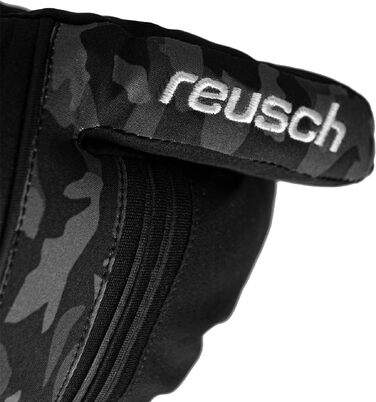 Дитячі гірськолижні рукавички Reusch Softshell, водонепроникні та вітрозахисні (чорно-камуфляжні, розмір 6)