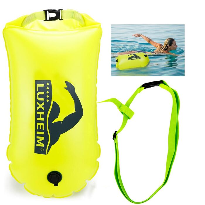 Буя для плавання 28L, Schleppschwimmer для Open Water, Triathlons, водонепроникний Dry Bag, жовтий