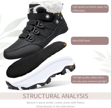 Зимові чоботи VITIKE для жінок, теплі, з підкладкою, снігоступи, осінні, туристичні, зимові, білі, зелені (37 EU, чорний та білий)