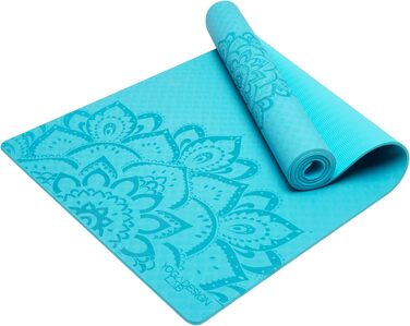 Килимок для йоги Yoga Design Lab Flow | 6 мм | Мандала Aqua | Зручний, двосторонній, для гарячої йоги та різних стилів