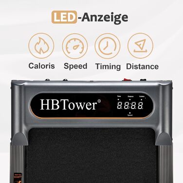 Бігова доріжка HBTower для дому, під стіл, з пультом ДУ, LED-дисплей, сірий, 1-6 км/год