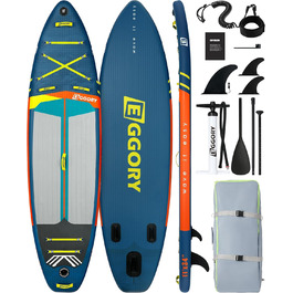 Надувне SUP-борд (Stand-Up Paddle Board) широкого профілю, знімною пінною та насосом, для подорожей (темно-синій)