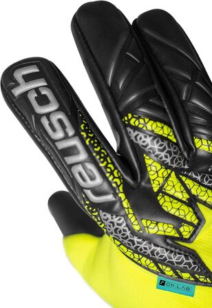 Воротарські рукавиці Reusch Profi Attrakt Gold X NC - професійні, для тренувань та ігор на траві та штучному покритті, жовто-срібно-чорні