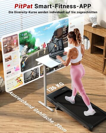 Бігова доріжка Superun Walking Pad з ухилом 6%, для дому, з додатком, до 136 кг, чорна. Швидкість до 12 км/год