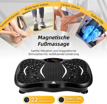 Віброплатформа EVOLAND 3D для фітнесу з 5 програмами, Bluetooth та 2 гумками для тренувань вдома