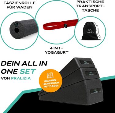 PRALIZIA All in One: ЕКО-набір для розтяжки гомілки та колін, нековзкий клин-тренажер для ніг і шиї з інструкцією, повний комплект