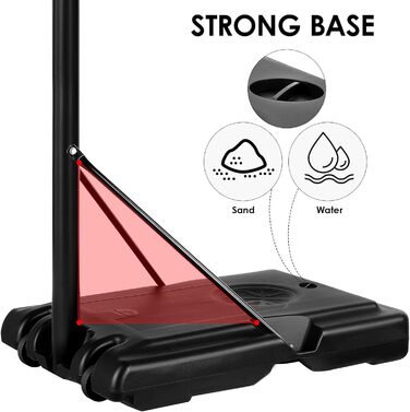 Баскетбольний кошик вуличний з регульованою висотою 230-305 см, стійка з задньою панеллю 110x70 см для подвір'я, саду, гаража - білий