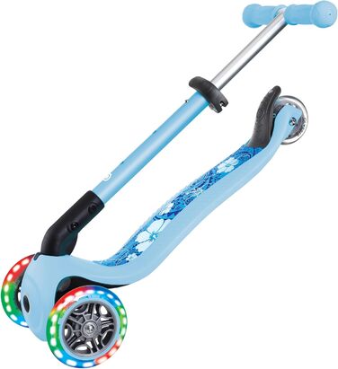 Самокат трьохколісний GLOBBER Junior Fantasy Lights, 120/80 мм, ABEC 5, складаний, LED-колеса, блакитний
