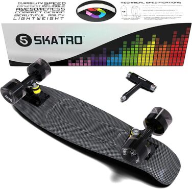 Скейтборд Skatro Mini-Cruiser 22 дюйми, пластиковий, ретро-стиль, Grey Thunderstorm