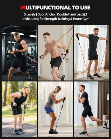 Набір еластичних стрічок Abahub для фітнесу: повне обладнання для тренувань вдома (100LB)