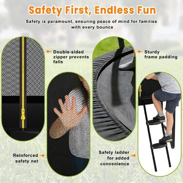 Батут Nattork Outdoor Ø244/370/427 см з сертифікатом GS, сіткою та сходами. Міцний садовий трамплін для дітей та дорослих, до 150 кг