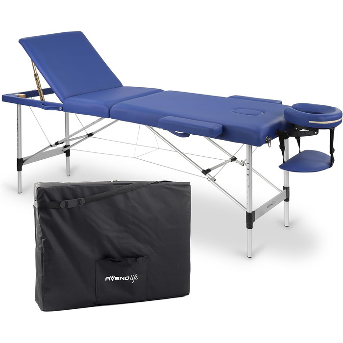 Масажний стіл HABYS Sofia Light Massageliege: складаний, дерев'яний, 2 зони, 185x60 см, до 250 кг, з підлокітниками, підголовником, сумкою, сертифікат MDR, бежевий (блакитний)