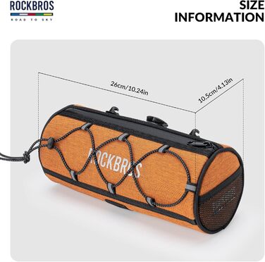 ROCKBROS Дорожня сумка на кермо для велосипеда 1,5 л, водовідштовхувальна, з відбивачем, помаранчева, для гірських, шосейних та міських велосипедів