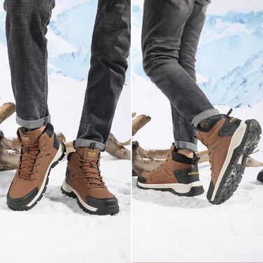 Чоловічі зимові черевики AX BOXING: утеплені, трекінгові, для ходьби в горах, водонепроникні, антиковзаючі, розмір 41-46 EU (колір: коричневий, розмір 42 EU)