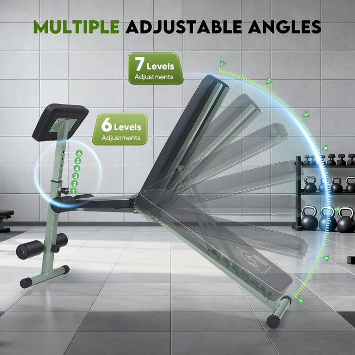 Регульована лавка для тренувань з 7-позиційною спинкою та 6-позиційним регулюванням, для дому або спортзалу (водостійка шкіра PU)