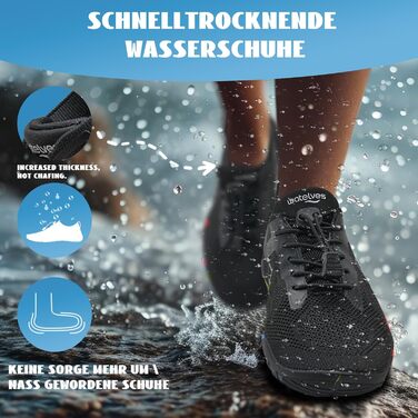 Водні шкарпетки WateLves для плавання, серфінгу та відпочинку на пляжі. Швидка сушка, дихаючі, розмір 36-48 EU (чорний трикутник, 41 EU)