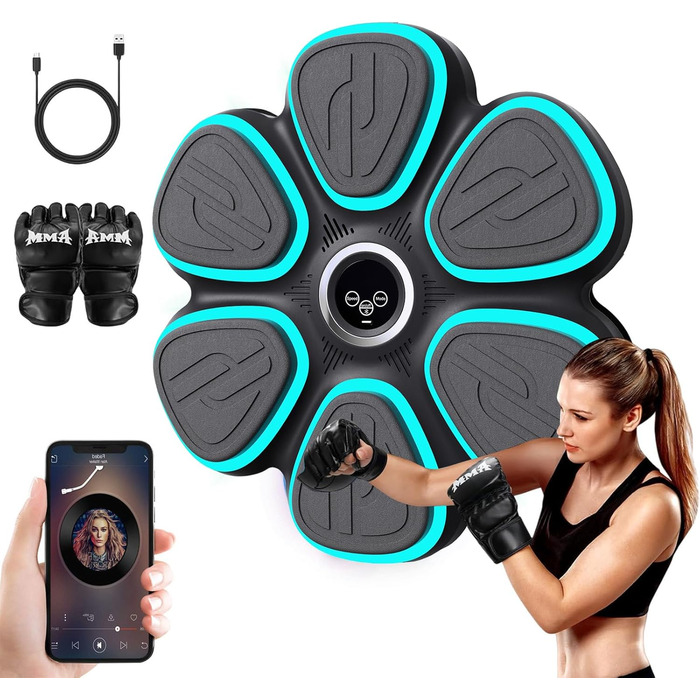 Музична боксерська машина з LED-підсвіткою та рукавичками для дому та фітнесу