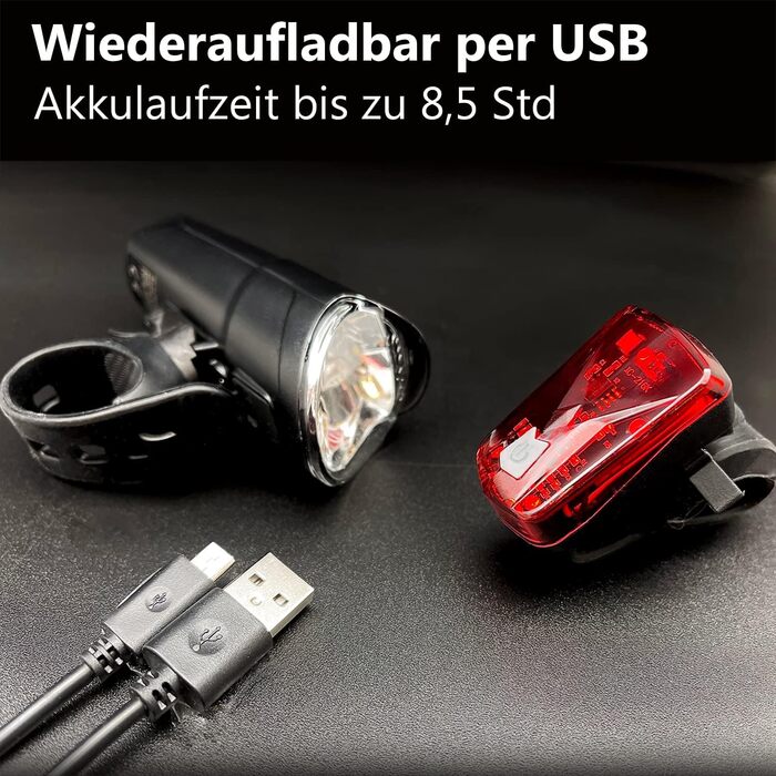 Велофара BemiX LED Set StVZO: яскраве, водонепроникне світло з акумулятором (60 Lux)