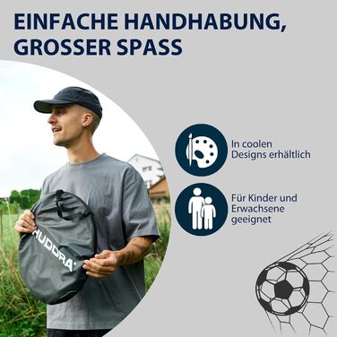 Ворота для футболу Hudora Pop Up 2 шт. - Складні футбольні ворота для дітей та дорослих - Комплект воріт для футболу в сад з сумкою та кілками - Ворота для футболу в сад/парк/пляж (Чорний)