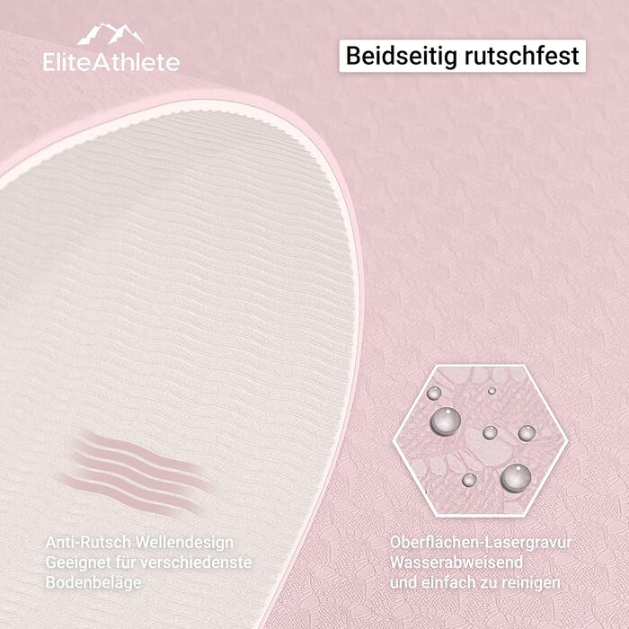 Килимок для йоги EliteAthlete Sportmatte: фітнес, пілатес, гімнастика - 183x61x0.6 см з чохлом Spring Blooms Light Sand