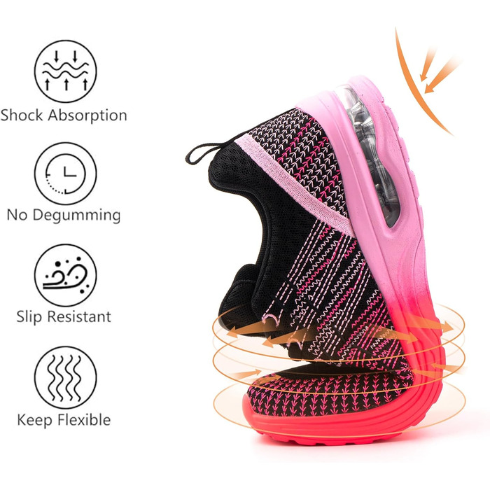 Жіночі кросівки для бігу Hitmars: спортивні, дихаючі, з амортизацією, антиковзкі, легкі, для вулиці, фітнесу, ходьби, рожеві та червоні, розмір EU 36-42