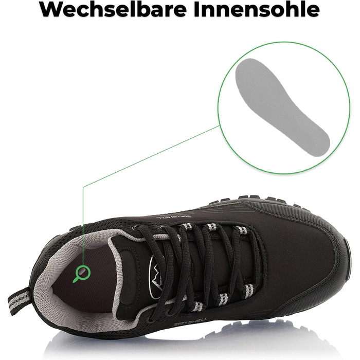 Трекінгові черевики для жінок та чоловіків, водонепроникні, чорно-зелені, 36 EU, чорно-сірі