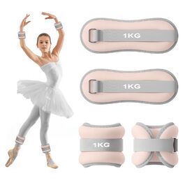 Важкі манжети для ніг та рук, 1 кг, рожеві - для пілатесу, йоги, ходьби, бігу, аеробіки