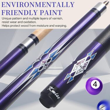 Набір більярдних київ Kmise Pool-Queue-Stick Set – 147 см, канадський клен, професійні, для дорослих, різні кольори, для барів, дому, більярдних столів, 6 кольорів, 510 г