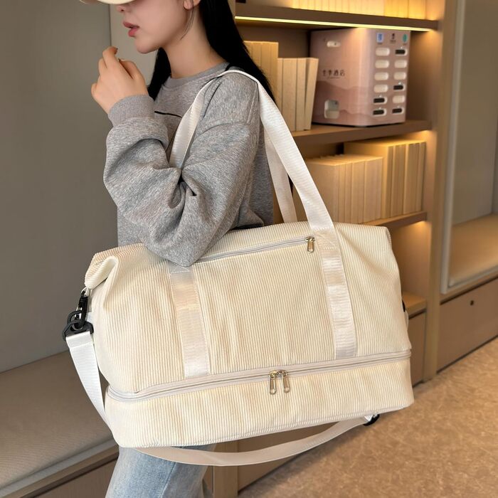 Спортивна сумка-рюкзак для жінок, 35л, Weekender, для подорожей та тренувань, з відділенням для взуття та мокрих речей, бежева