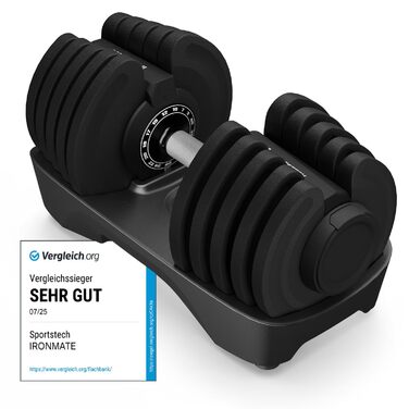 Ironmate Регульовані гантелі для дому, 1.5-18/24/40 кг, з набором дисків, 12-16 ваг, компактні, з неслизьким грифом, для силових тренувань, з підставкою (Ironmate 40 чорні)