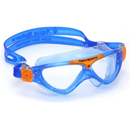 Дитяча плавальна маска AQUASPHERE Vista JR для дітей від 6 років, з УФ-захистом, силіконовим ущільненням, антифог та захистом від протікань, для хлопчиків і дівчаток, синя та оранжева, прозора лінза