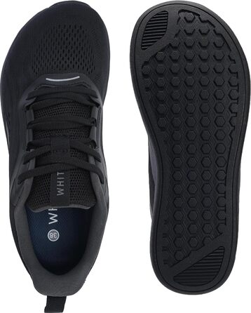 WHITIN Вуличні тапочки без шкарпеток для чоловіків та жінок | Мінімалістичні кросівки з широким носком та підошвою Zero-Drop (37 EU, чорний)