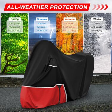 Водонепроникний захисний чохол для мотоцикла Piaggio MP3 400/500 з кофром, 420D Oxford, чорний/червоний