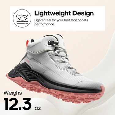 Трекінгові черевики NORTIV для жінок. Легкі, водонепроникні, для активного відпочинку. Розмір 38 EU, сіро-рожеві.