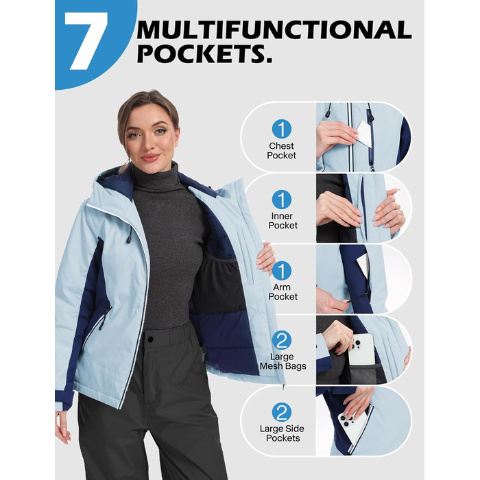 GEYSE Daen: Водонепроникна зимова куртка для сноубордингу та лижного спорту. Тепла куртка з капюшоном, кольори: фіолетовий, помаранчево-фіолетовий, блакитний та темно-синій. Розмір L.