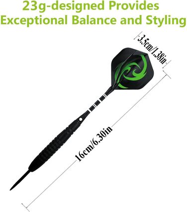 Сталеві дротики Dartpfeile (12 шт) 23г: Професійний набір для дартсу з металевим вістрям, алюмінієвим стеблом та 40 пір'ями