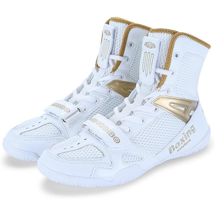 Боксерські кросівки для чоловіків. Зручні, дихаючі кросівки для боксу, єдиноборств, фітнесу та бодібілдингу. Білий, сірий колір. Розмір 41 EU.