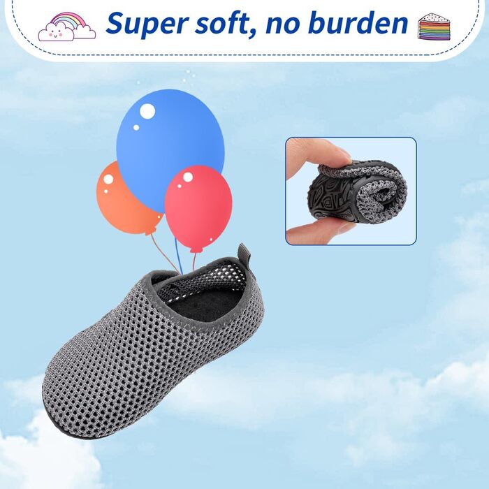 Дитячі шльопанці для плавання WateLves: антиковзні, для басейну та пляжу (28/29 EU, сірий)