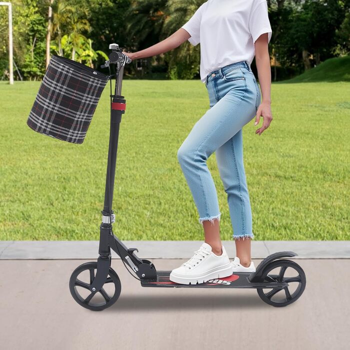 Міський складний трюковий самокат T-Style з кошиком та дисковим гальмом, 210 мм колеса, для дорослих