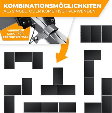 KESSER® Багатофункціональний стіл Profi 3-частини, 100x60 см, чорний. Стіл для обклеювання, ярмарку, кемпінгу, висота регулюється, вантажопідйомність 90 кг