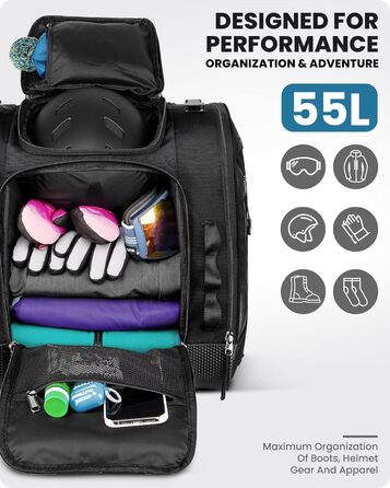 Чохол для черевиків OutdoorMaster: для сноуборду та лиж, 55 л, чорний